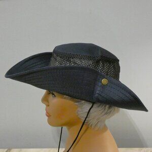 NiB Unisex Wide Brim Safari Style Sun/Fishing Hat NAVY BLUE with VENTED top